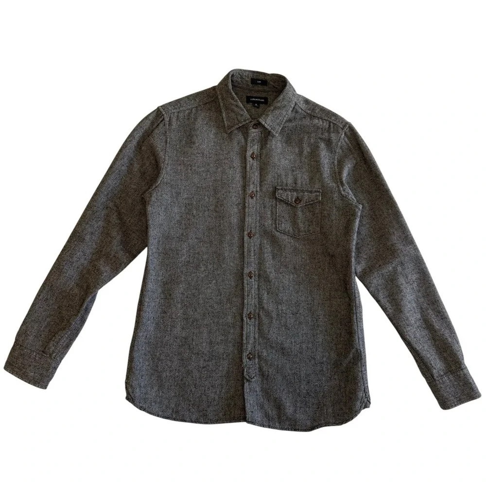 J. Crew Jeans J6129 Wool Blend Grey Button Up Men Long‎ Sleeve Shirt Sz M #467
